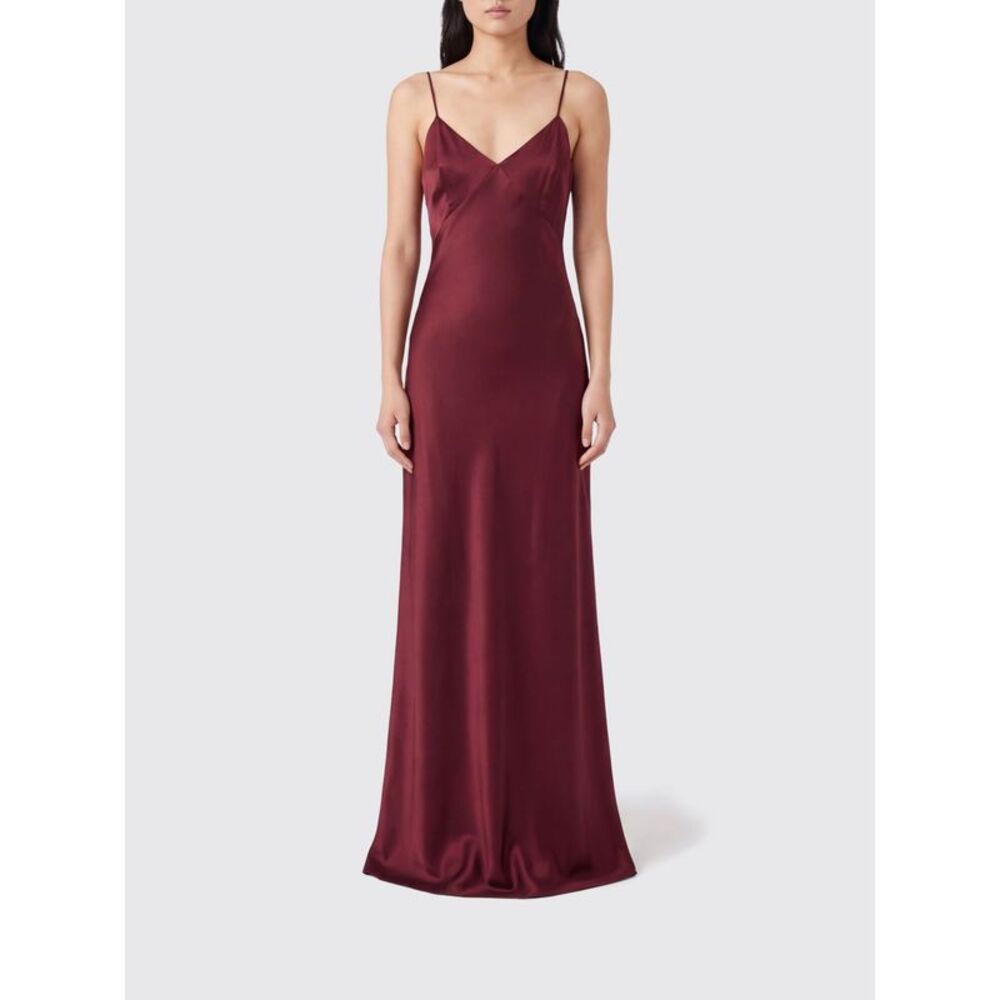 Max Mara Women Max Mara Long Satin V-Neck Evening Gown With Small Train